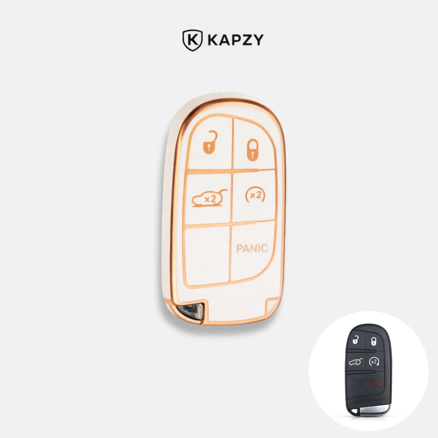 Case para Jeep Renegade, Compass, Grand Cherokee e para Dodge Ram 1500, Journey E  Fiat Toro, FastBack, Pulse (5 Botões) - Kapzy
