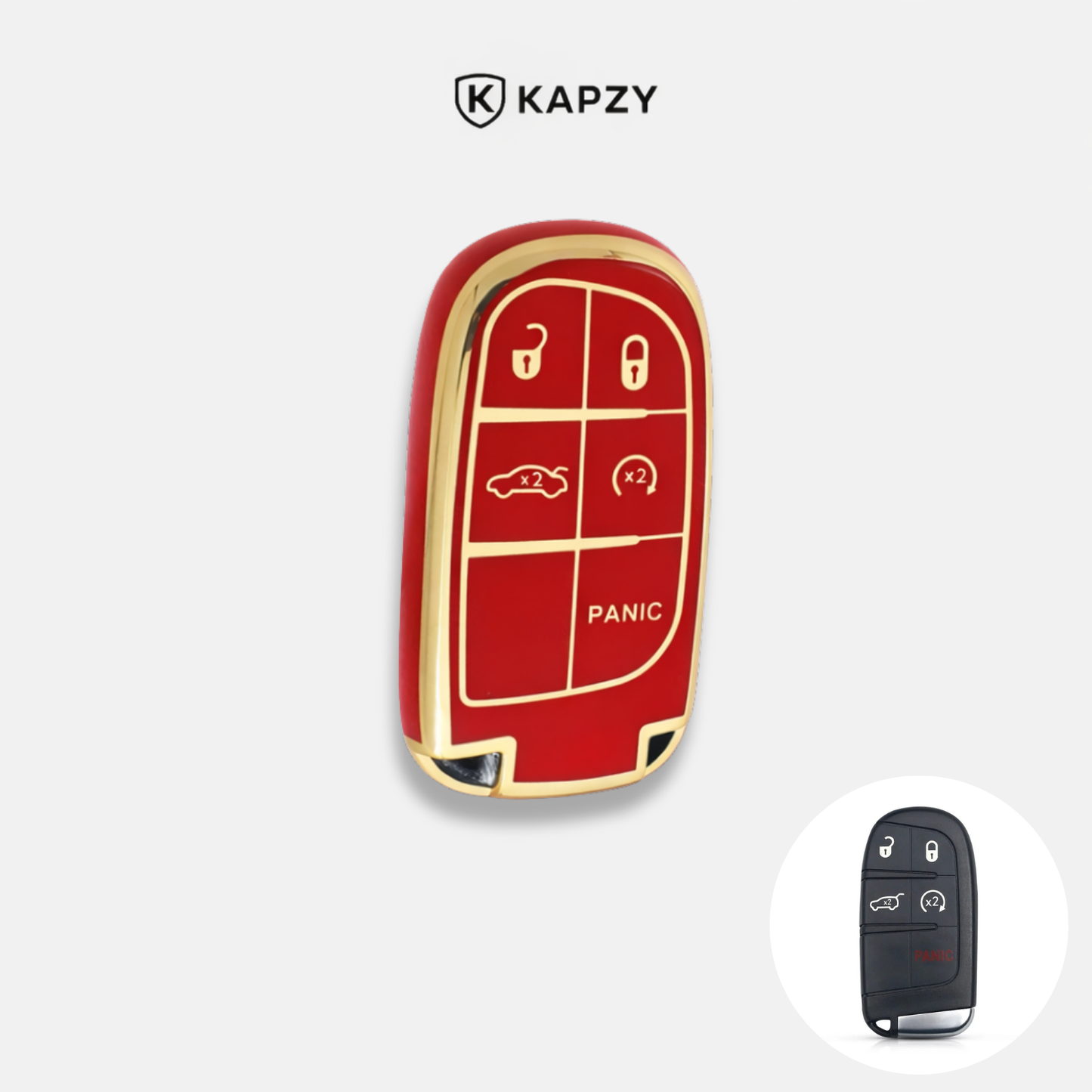 Case para Jeep Renegade, Compass, Grand Cherokee e para Dodge Ram 1500, Journey E  Fiat Toro, FastBack, Pulse (5 Botões) - Kapzy