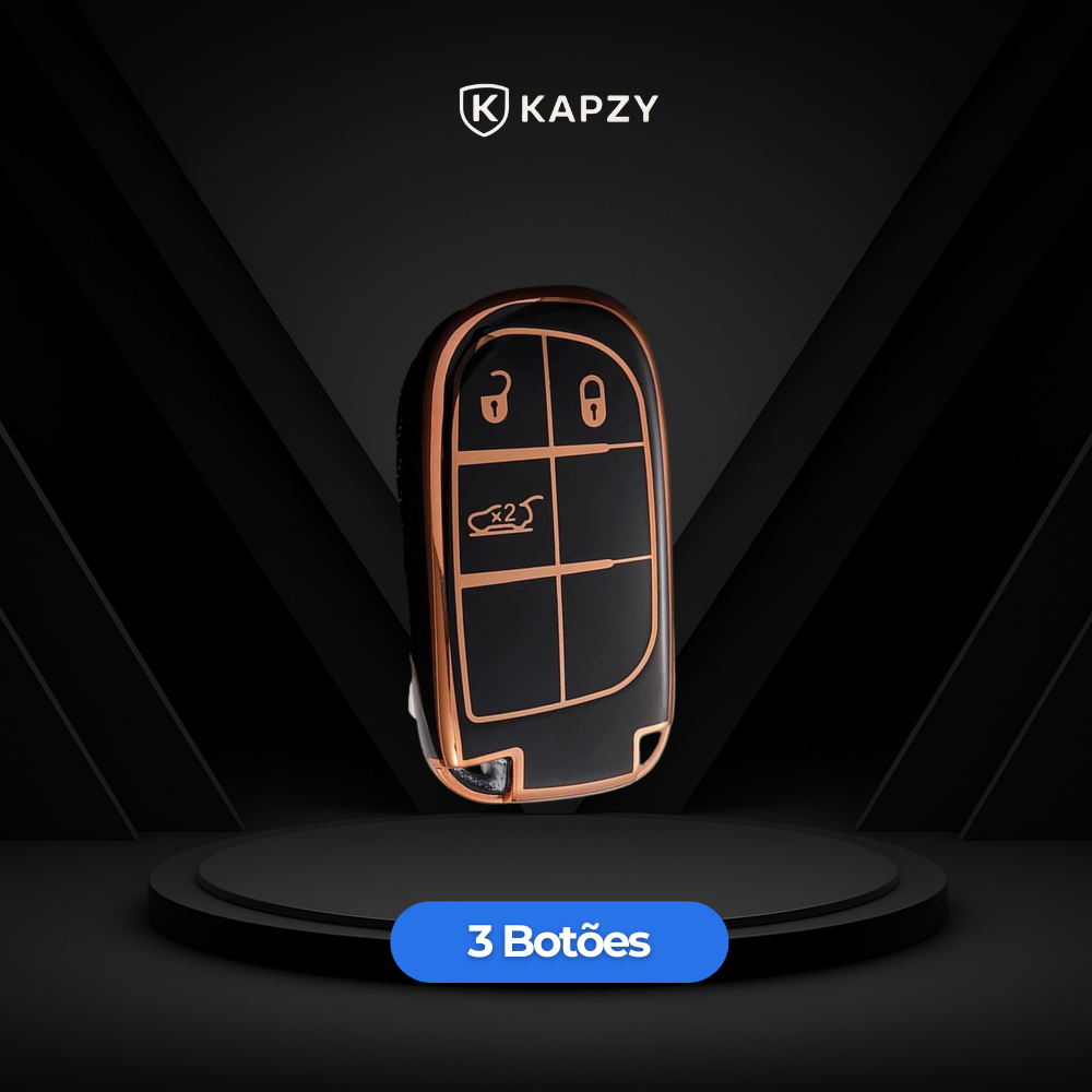 Case para Jeep Renegade, Compass, Grand Cherokee e para Dodge Ram 1500, Journey E Fiat Toro, FastBack, Pulse  (3 Botões) - Kapzy
