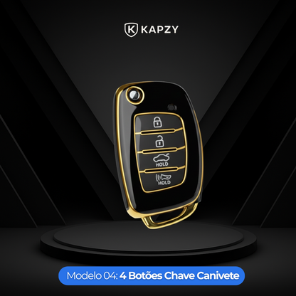 Case para Hyundai Tucson, Sonata, Santa Fe, Elantra, ix35, Hb20 4 botões Canivete - Kapzy