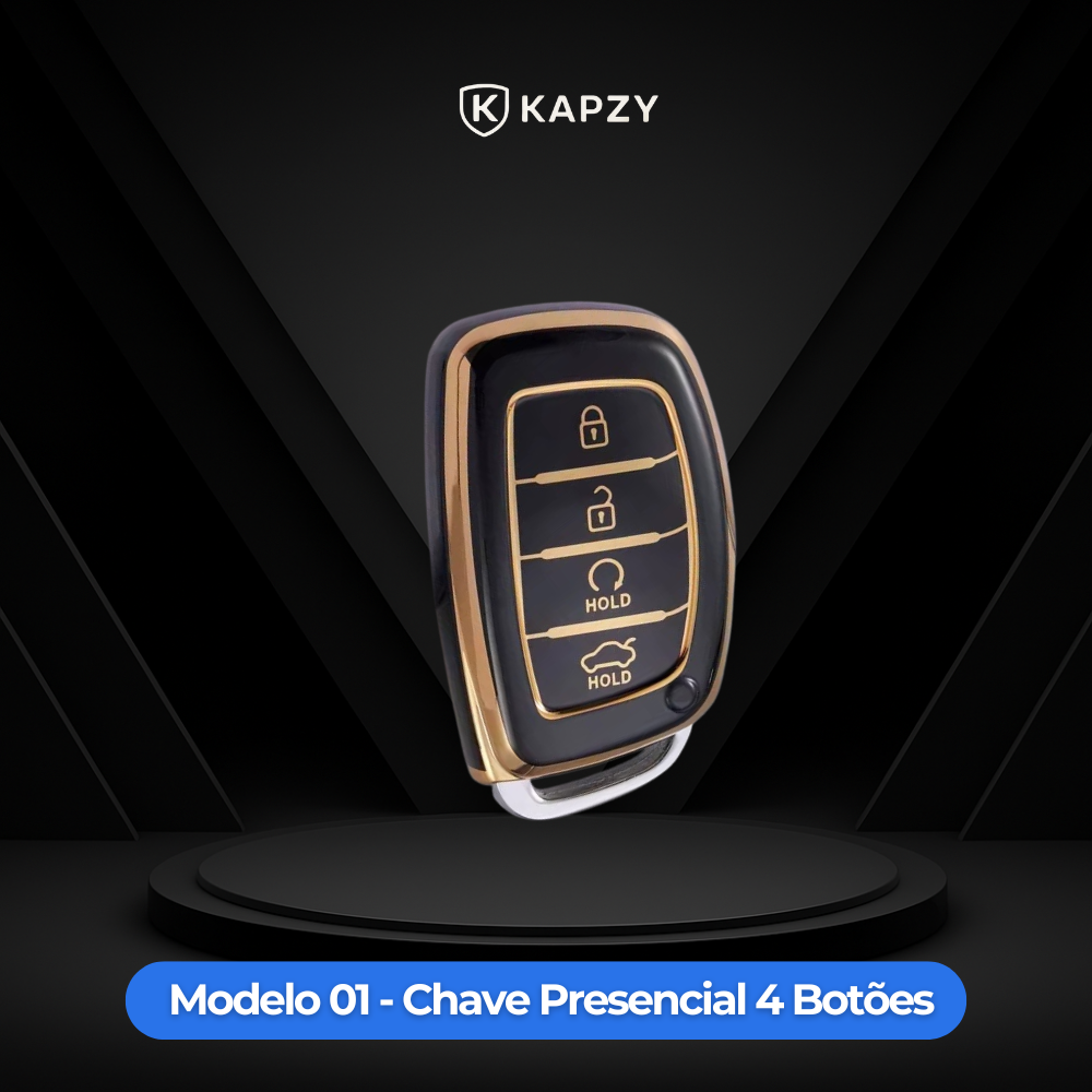 Case para Hyundai Tucson, Sonata, Santa Fe, Elantra, ix35, Hb20, Creta 4 Botões Presença Modelo 02 - Kapzy