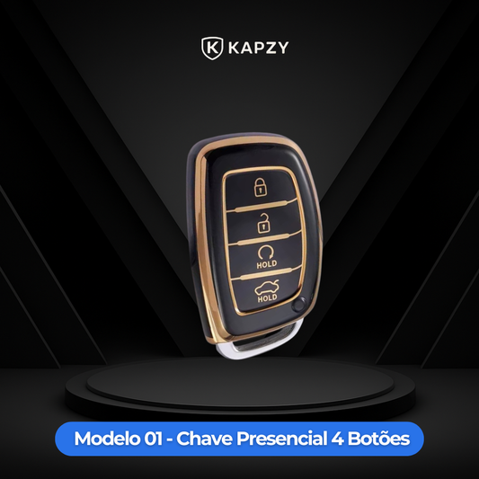 Case para Hyundai Tucson, Sonata, Santa Fe, Elantra, ix35, Hb20, Creta 4 Botões Presença Modelo 02 - Kapzy