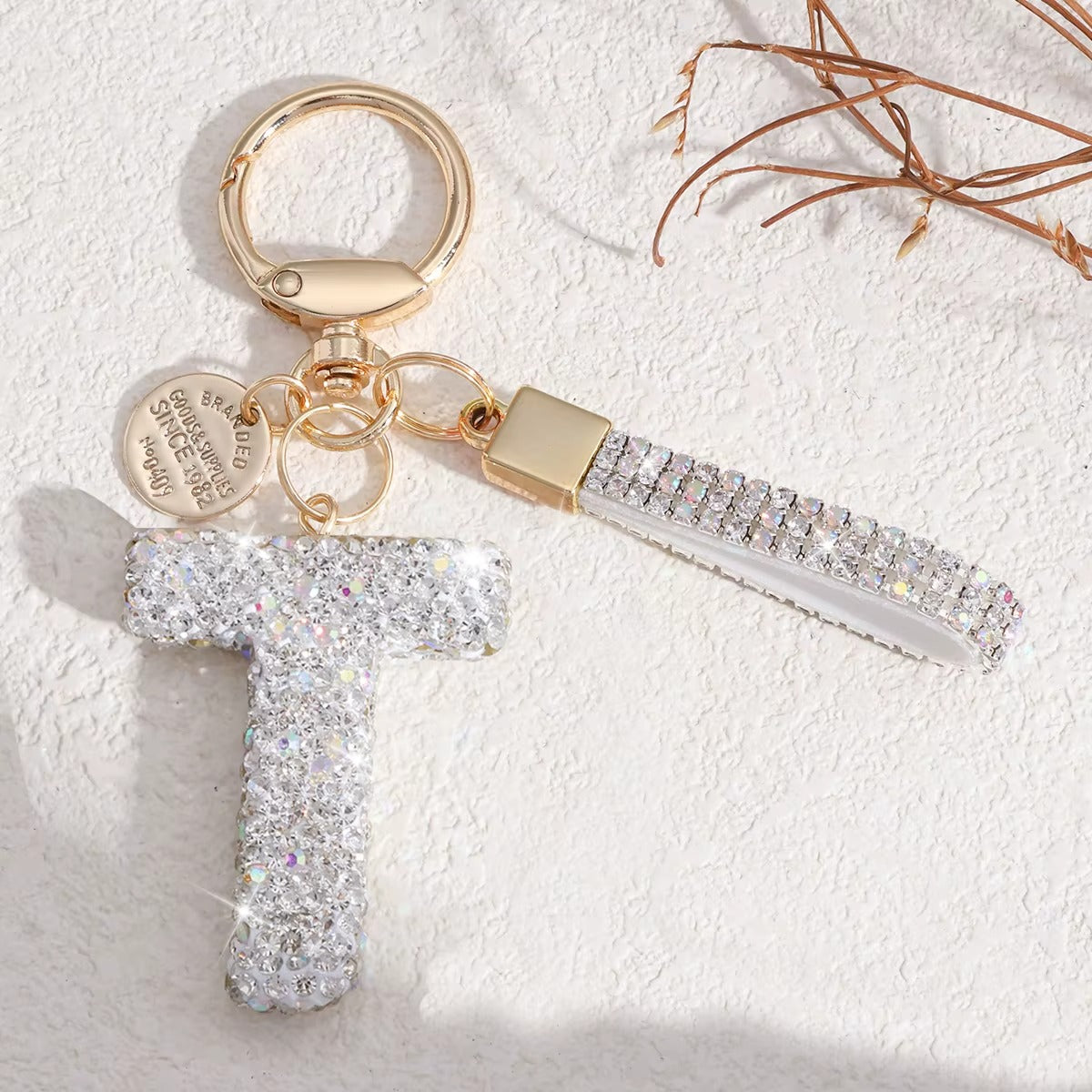 Chaveiro Letra Inicial com Strass - Kapzy