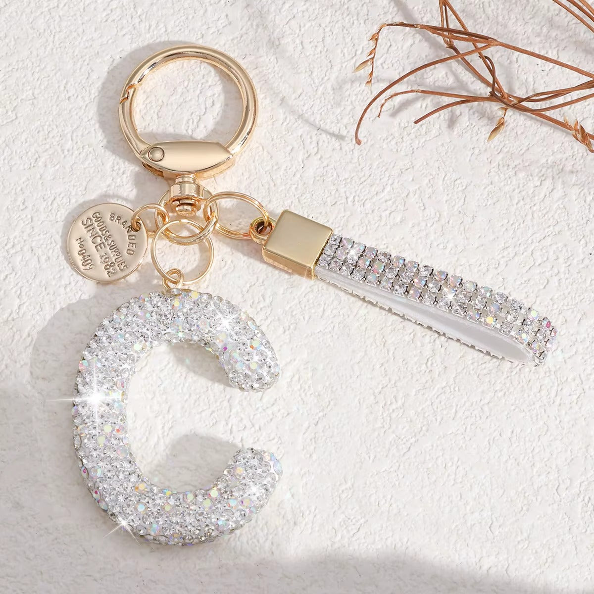Chaveiro Letra Inicial com Strass - Kapzy